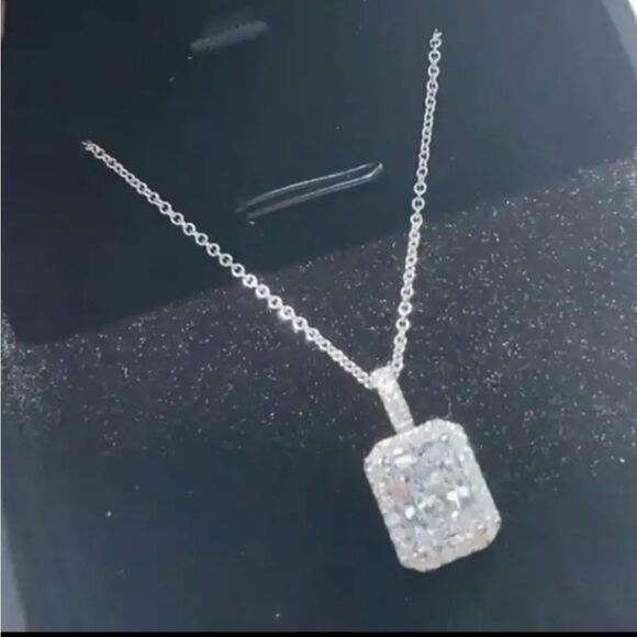 Silver Diamond Pendant Necklace - Picture 4 of 5
